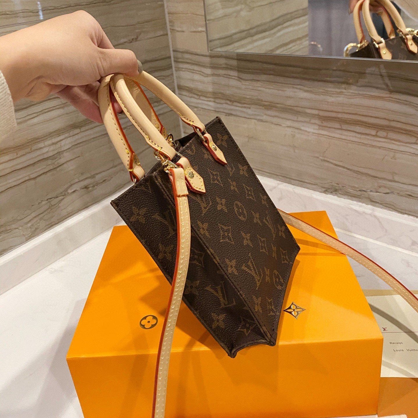 Mini borsa tote marrone