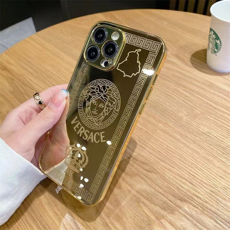 Custodia per telefono con design dorato per iPhone