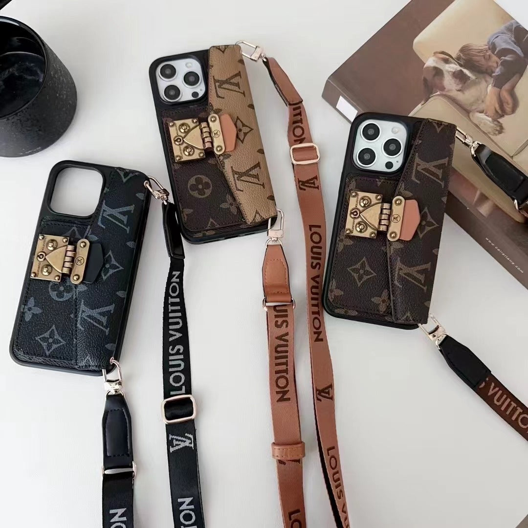 Custodia in pelle con motivo a carte per iPhone