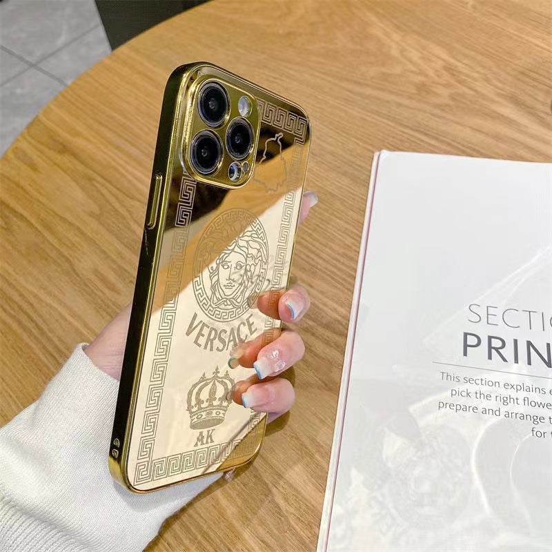 Custodia per telefono con design dorato per iPhone