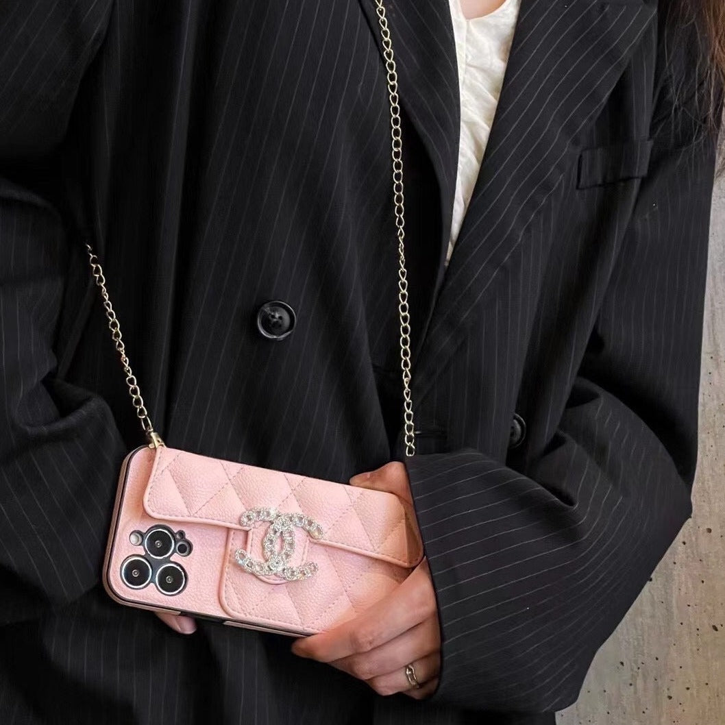 Custodia in pelle con motivo a carte per iPhone