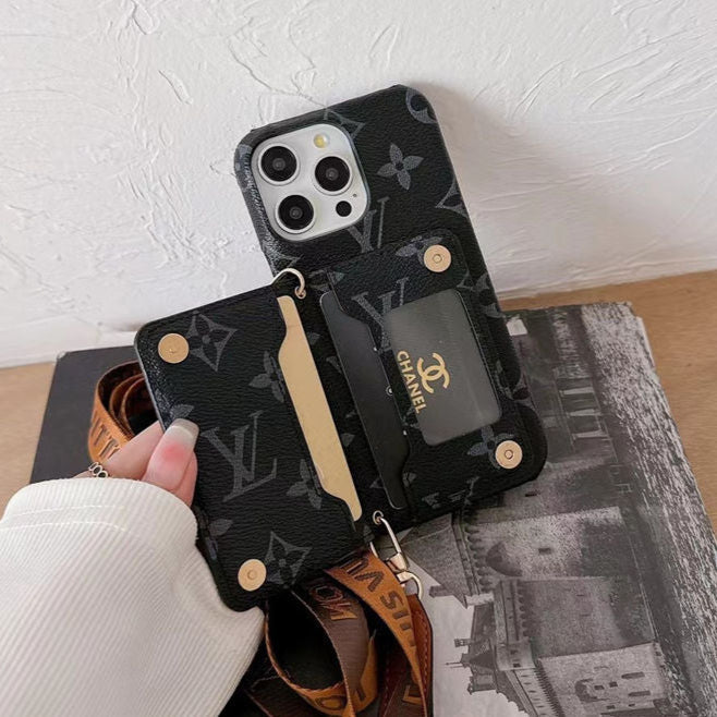 Custodia in pelle con portafoglio per iPhone
