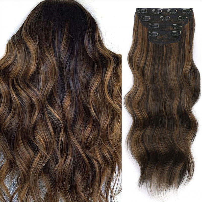 Extension per capelli lunghi e ondulati con clip (4 pezzi)