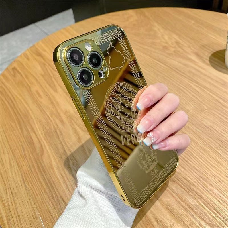 Custodia per telefono con design dorato per iPhone