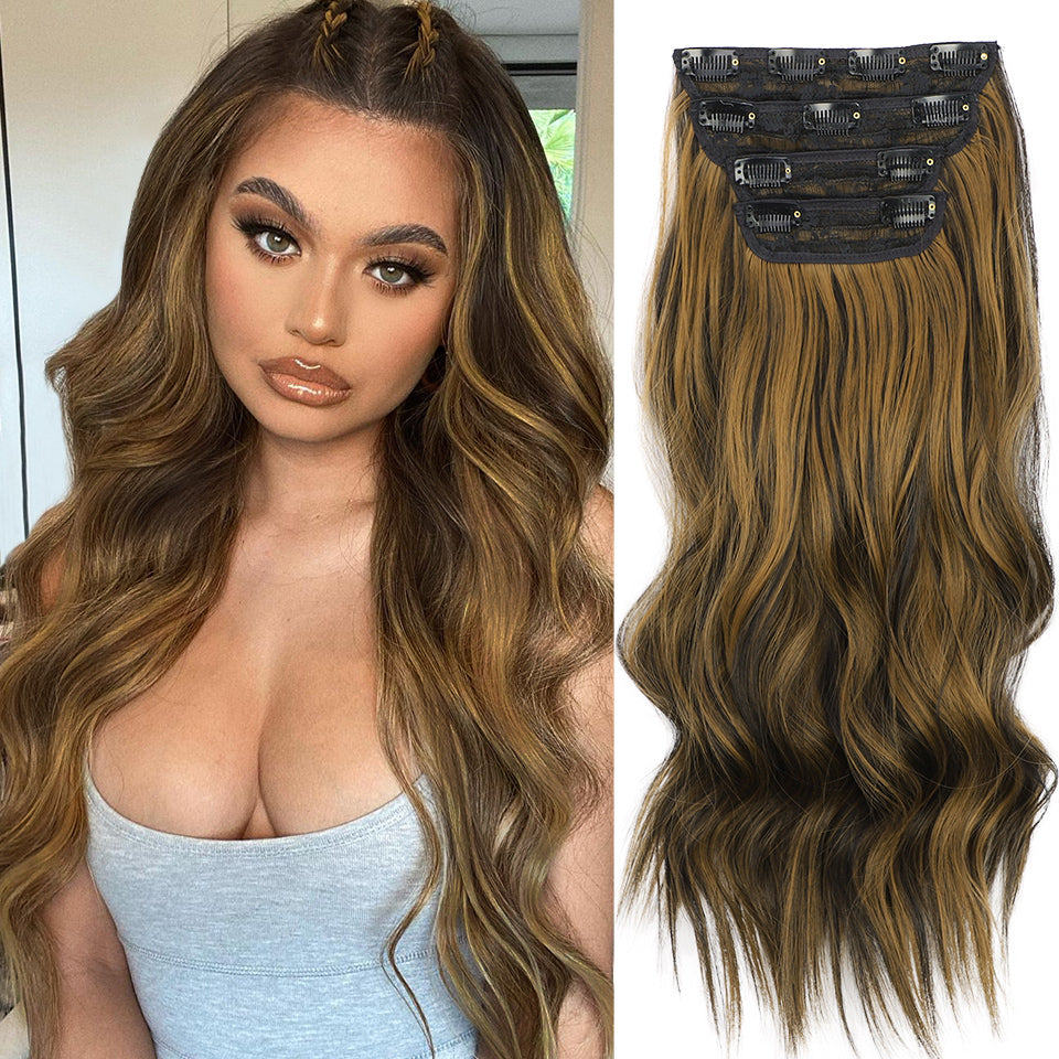 Extension per capelli lunghi e ondulati con clip (4 pezzi)