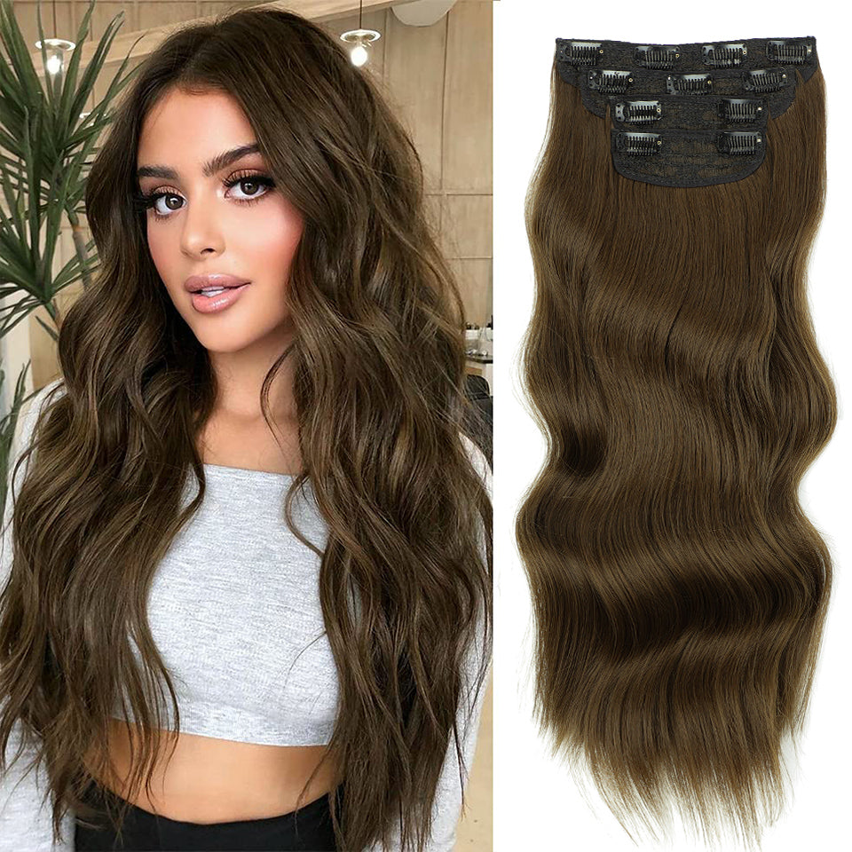 Extension per capelli lunghi e ondulati con clip (4 pezzi)