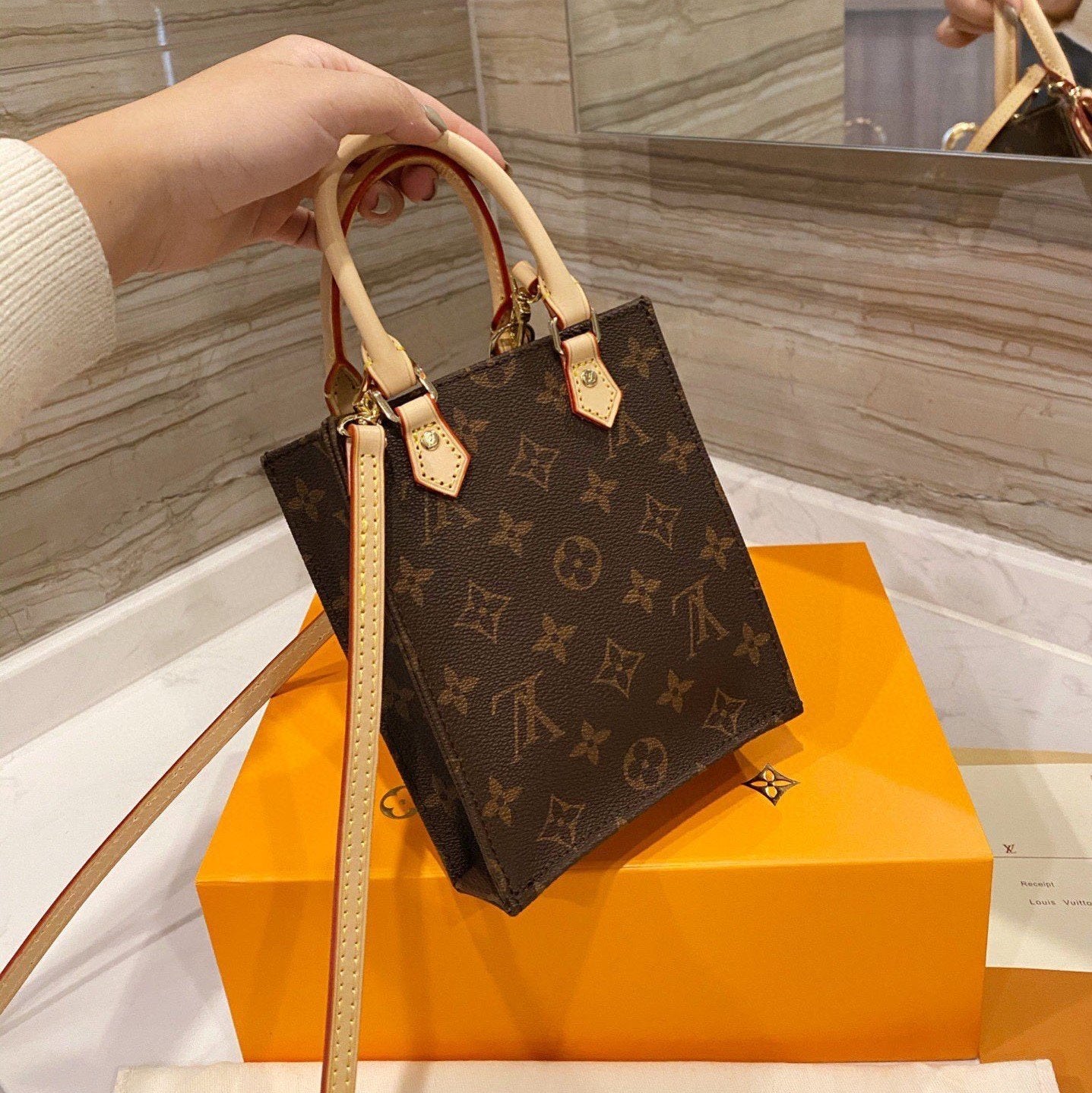 Mini borsa tote marrone