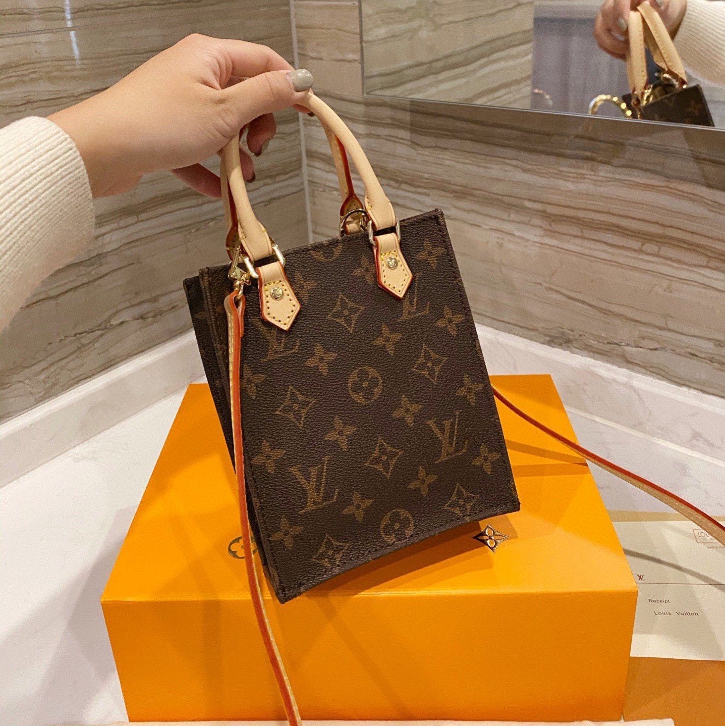 Mini borsa tote marrone