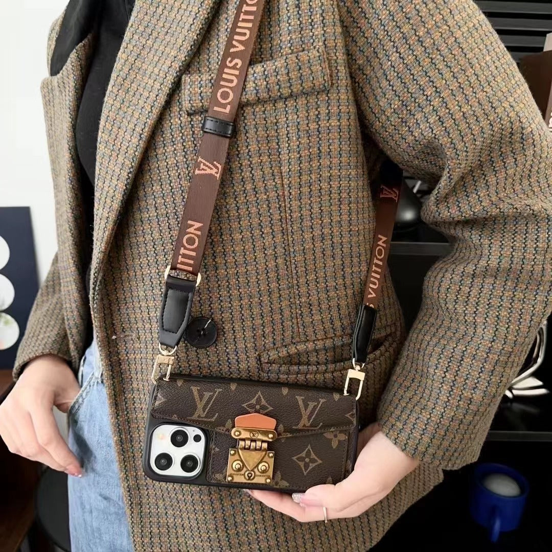 Custodia in pelle con motivo a carte per iPhone