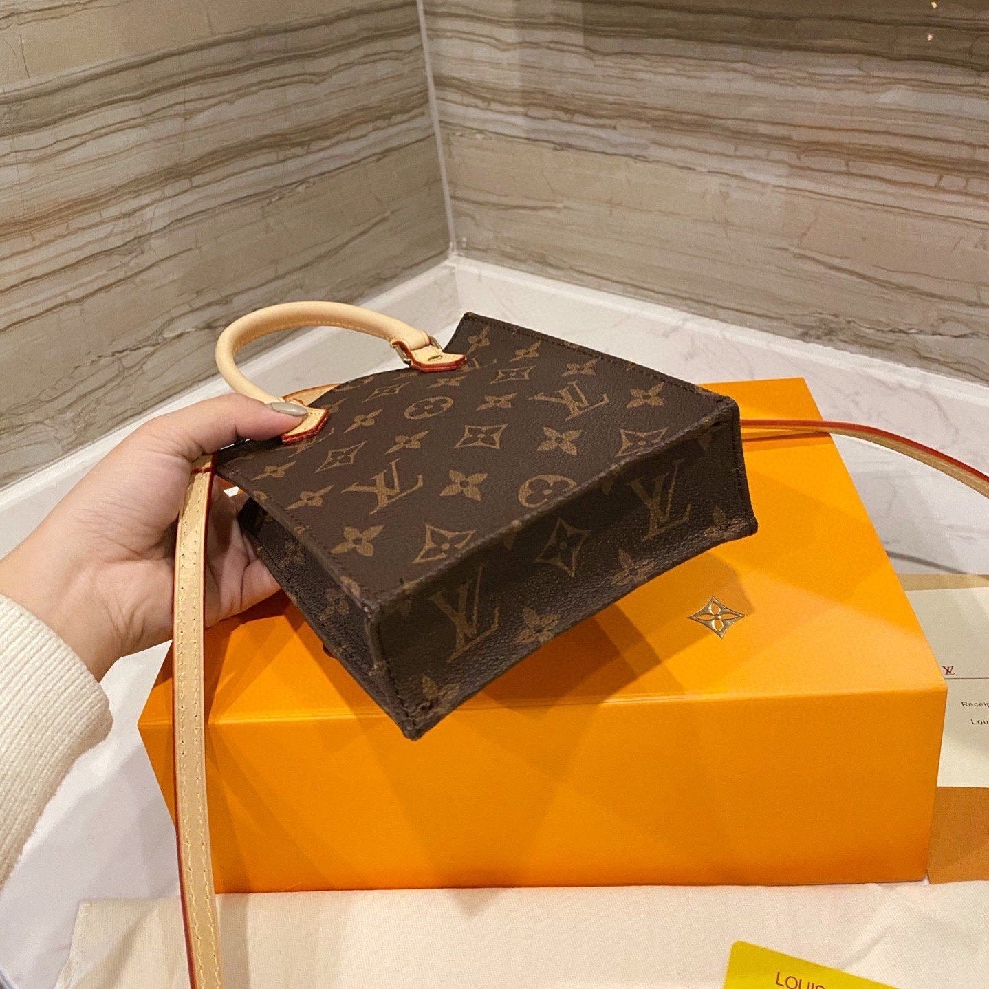Mini borsa tote marrone