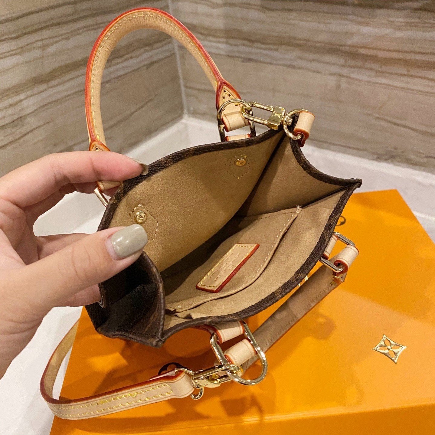 Mini borsa tote marrone