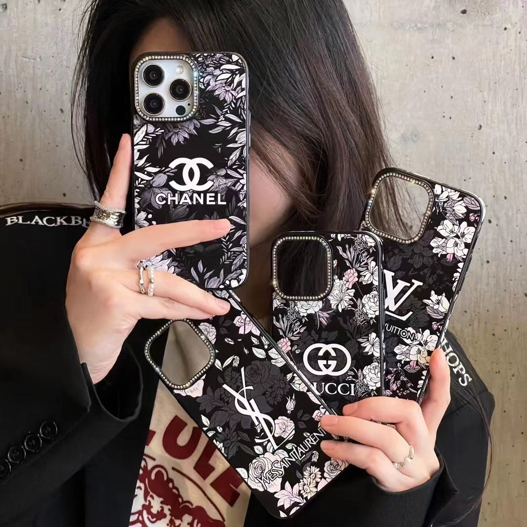 Custodia per telefono con design floreale per iPhone