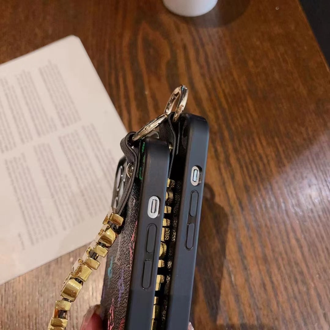 Étui Galaxy avec bracelet doré pour Samsung