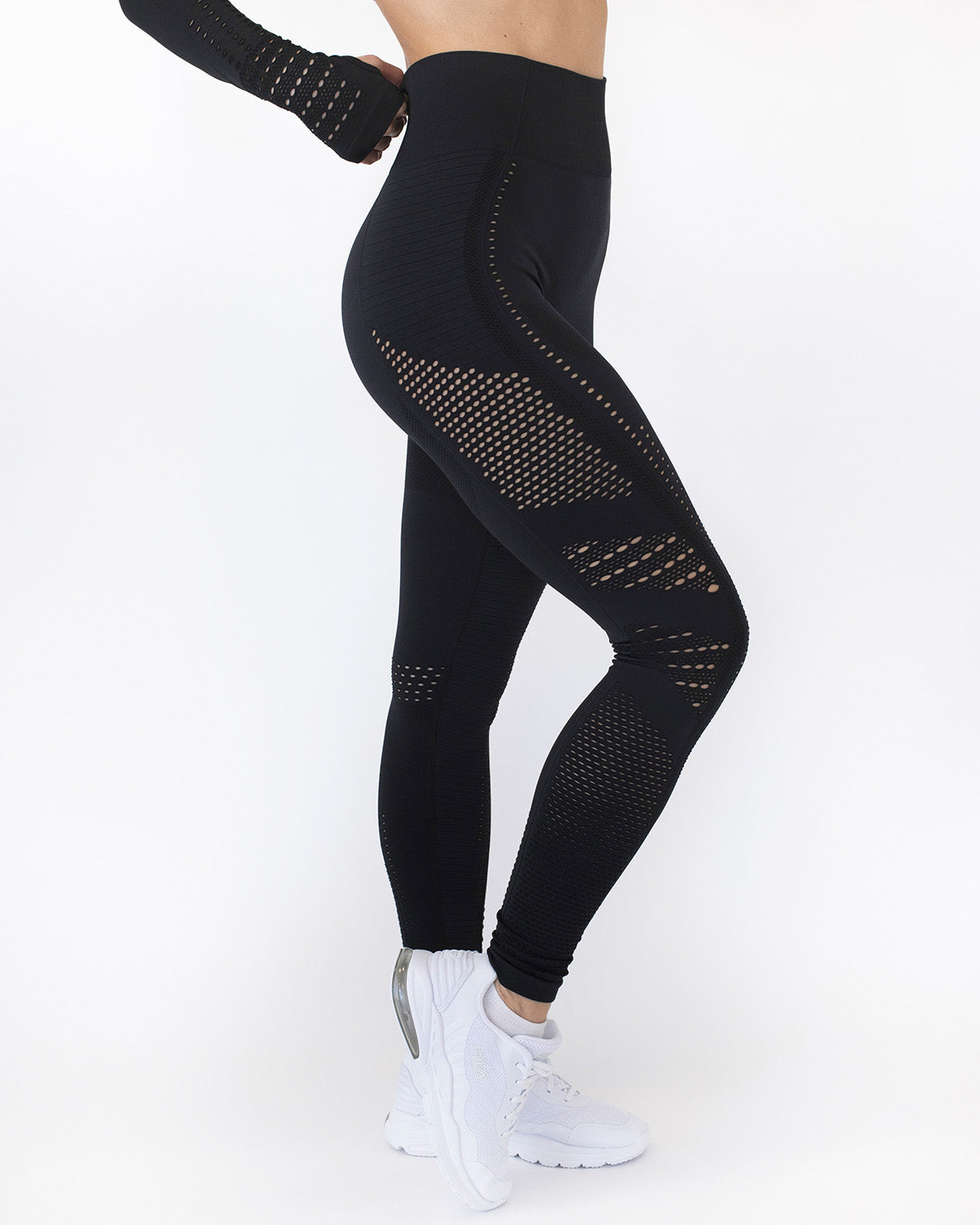Leggings senza cuciture Gracey Hollow Out - Nero
