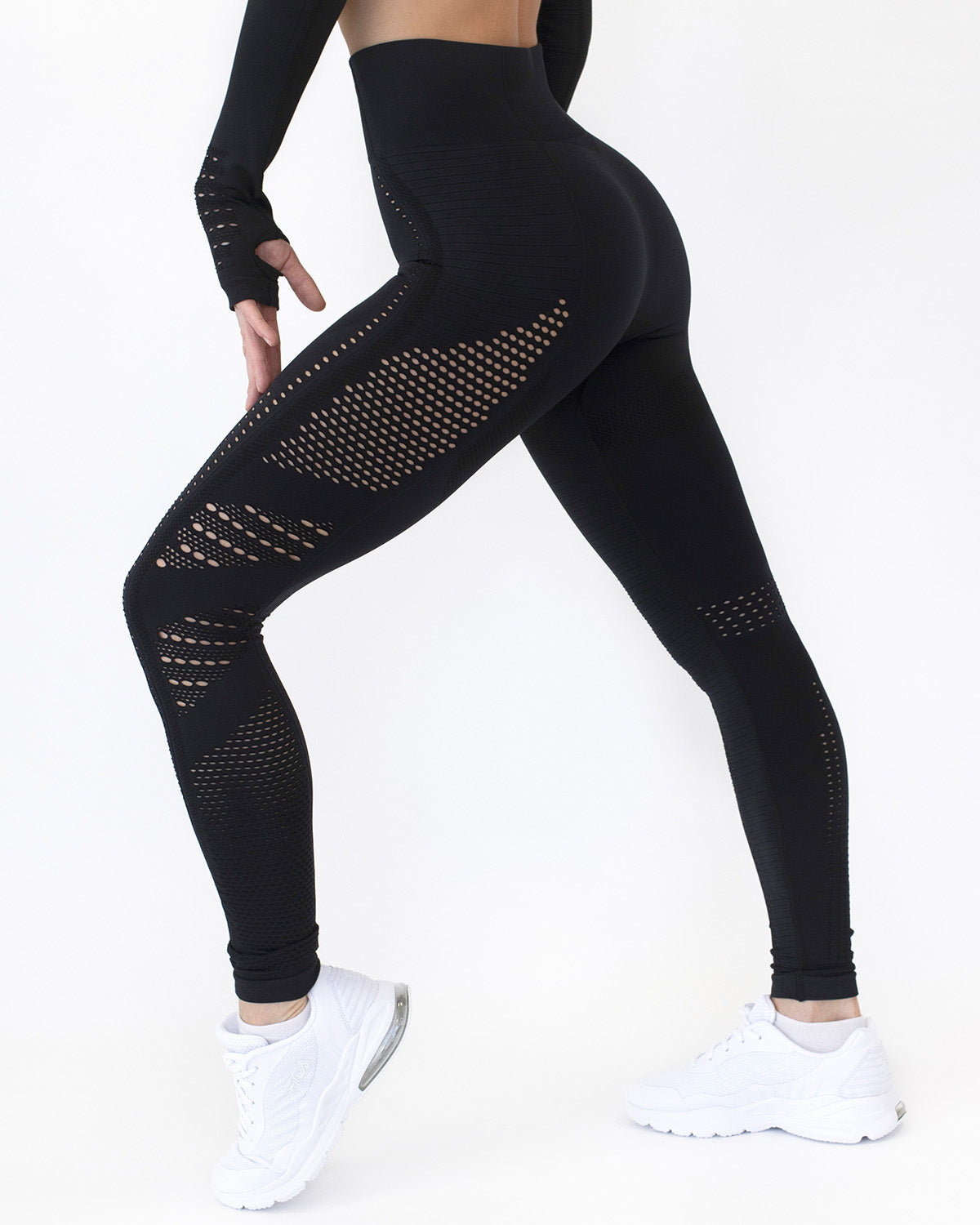 Leggings senza cuciture Gracey Hollow Out - Nero