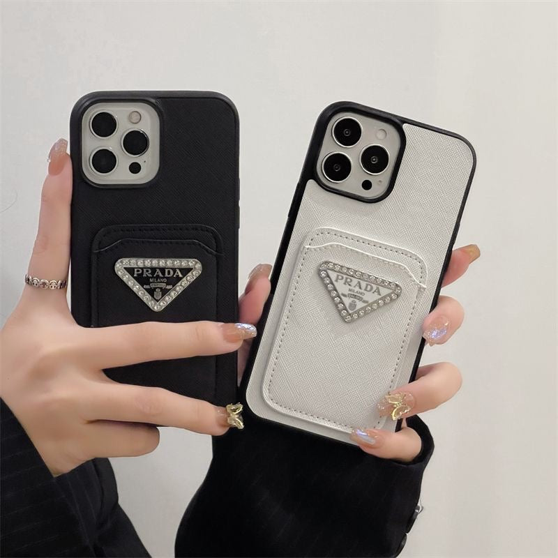 Custodia per telefono con motivo triangolare a diamante per iPhone