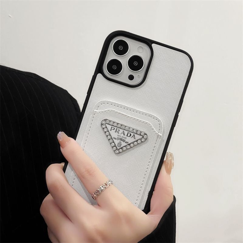 Custodia per telefono con motivo triangolare a diamante per iPhone