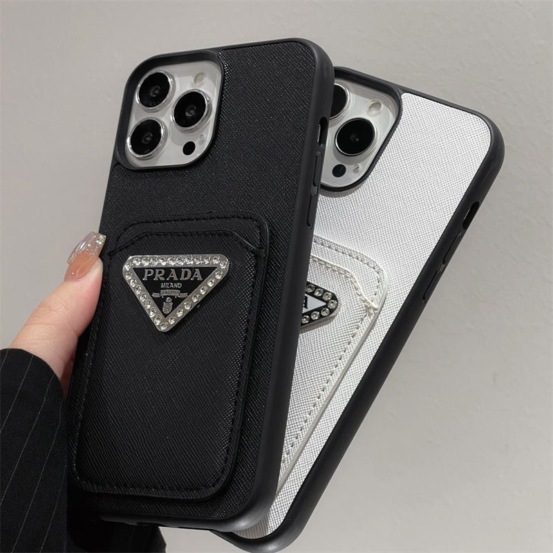 Custodia per telefono con motivo triangolare a diamante per iPhone