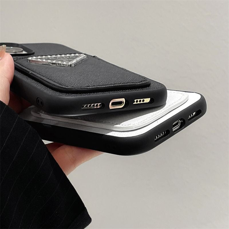 Custodia per telefono con motivo triangolare a diamante per iPhone