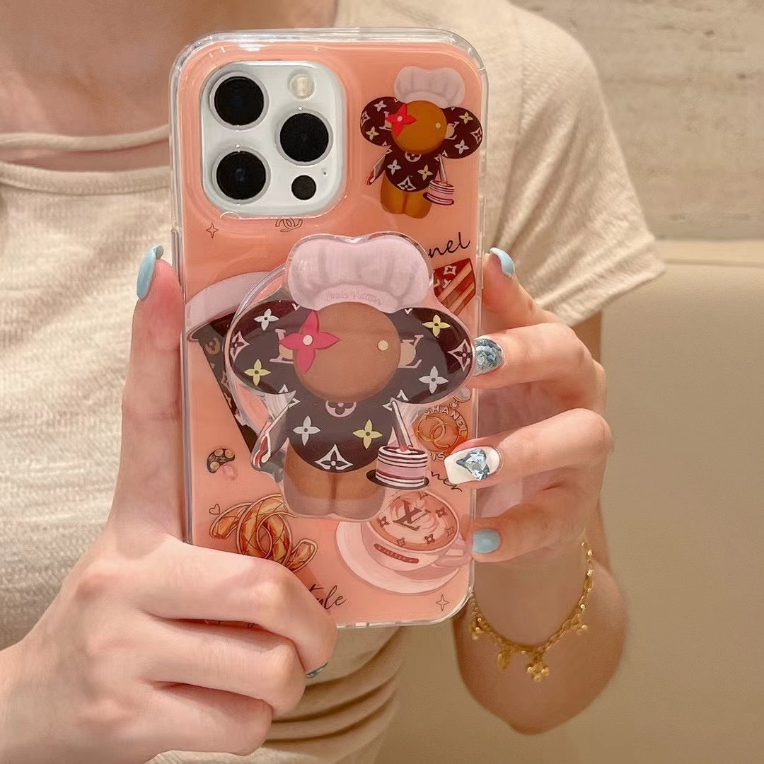 Custodia magnetica per telefono con supporto a forma di cartone animato per iPhone