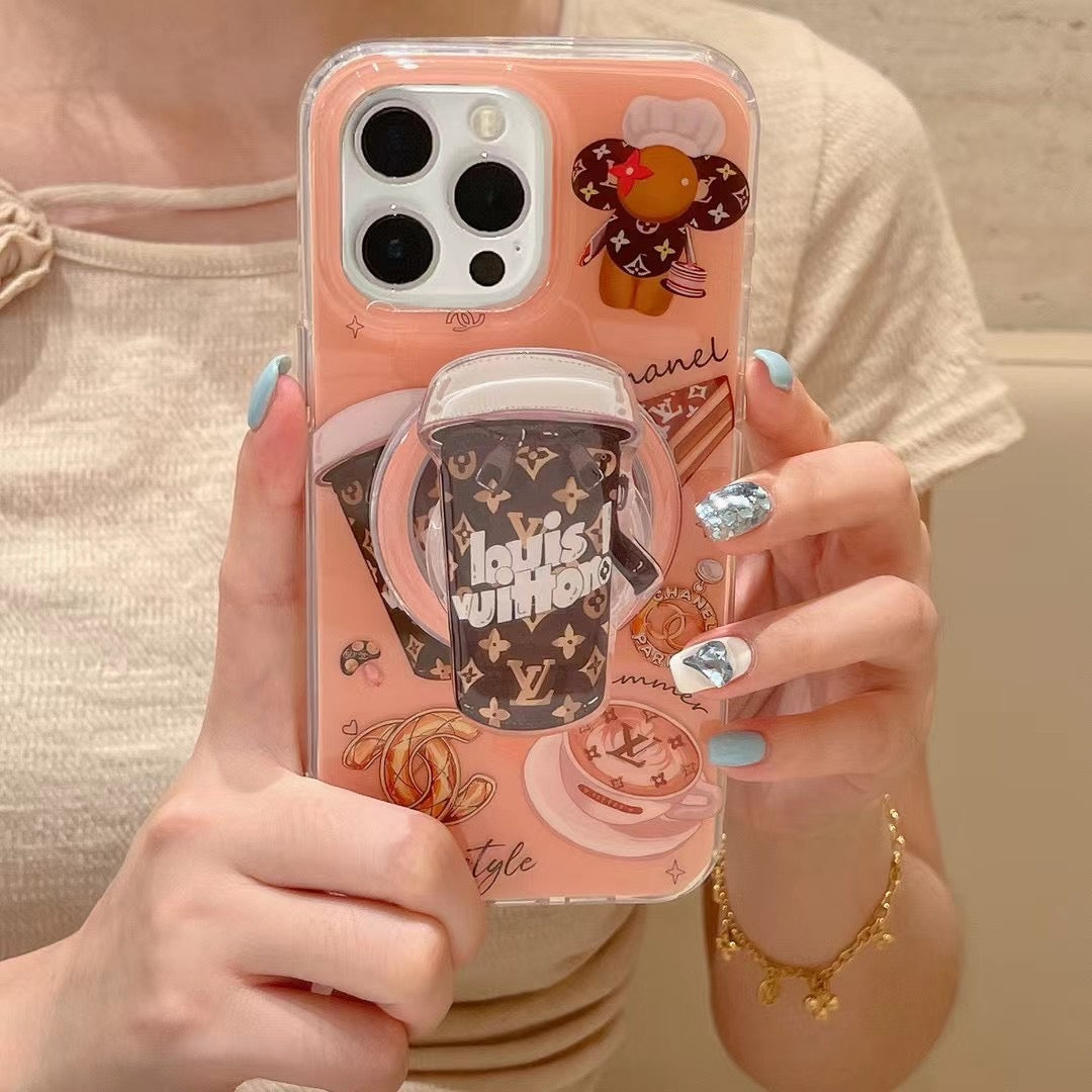 Custodia magnetica per telefono con supporto a forma di cartone animato per iPhone