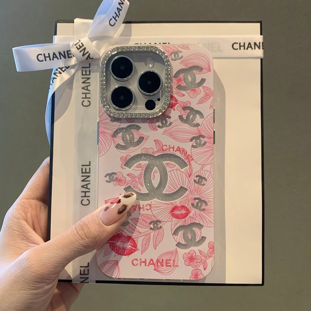 Custodia per telefono con brillantini rosa per iPhone