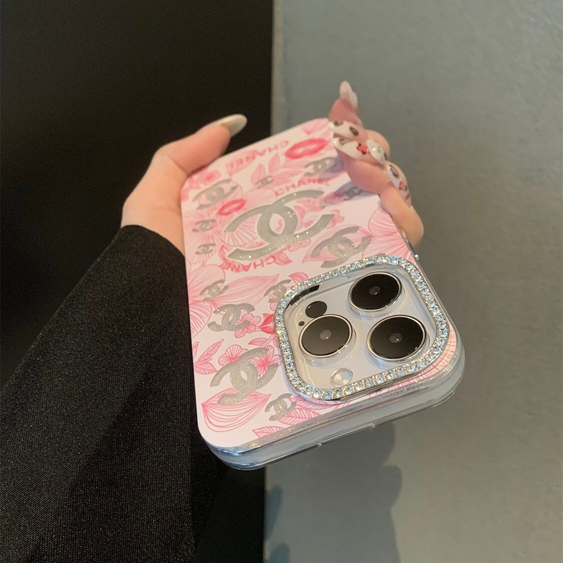Custodia per telefono con brillantini rosa per iPhone