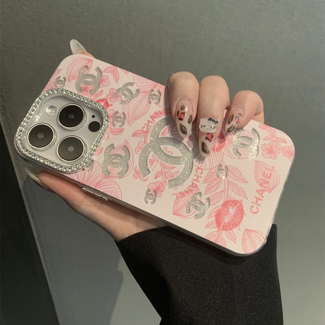 Custodia per telefono con brillantini rosa per iPhone