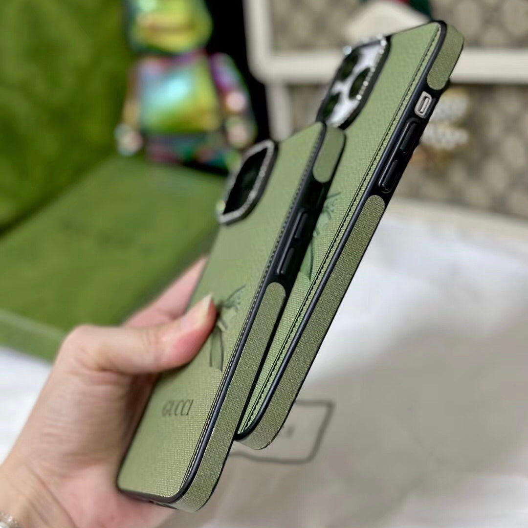 Custodia per telefono con brillantini verdi per iPhone