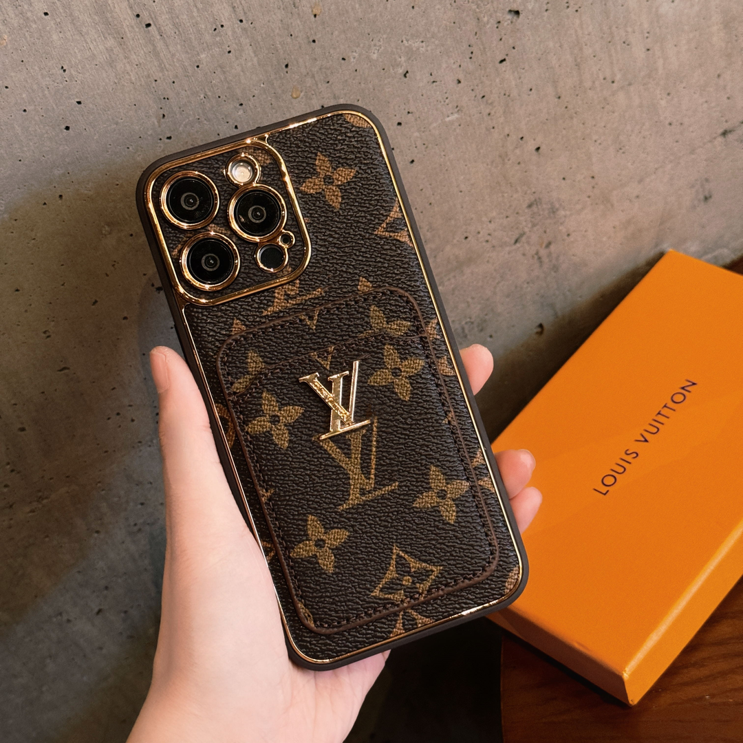 Custodia per telefono con lettere marroni per iPhone