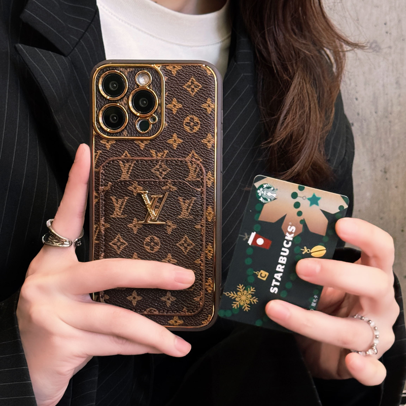 Custodia per telefono con lettere marroni per iPhone