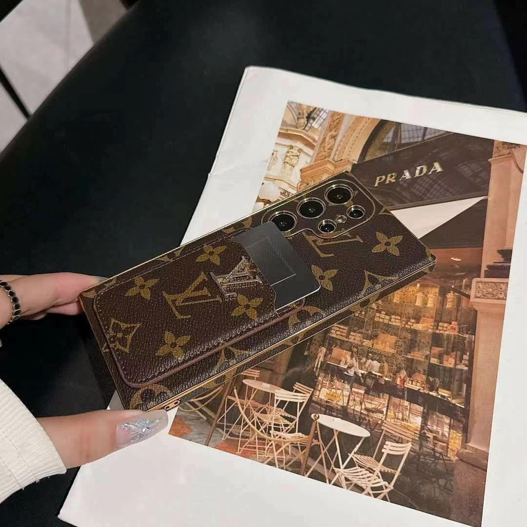 Étui porte-cartes marron pour Samsung