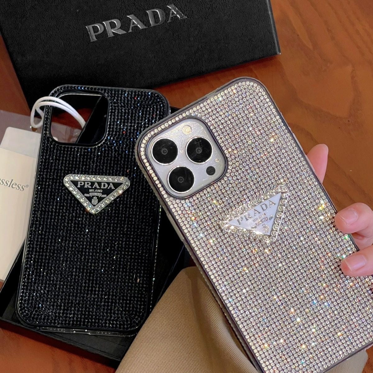 Custodia per iPhone con motivo a diamante