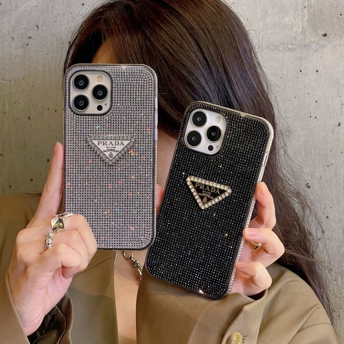 Custodia per iPhone con motivo a diamante