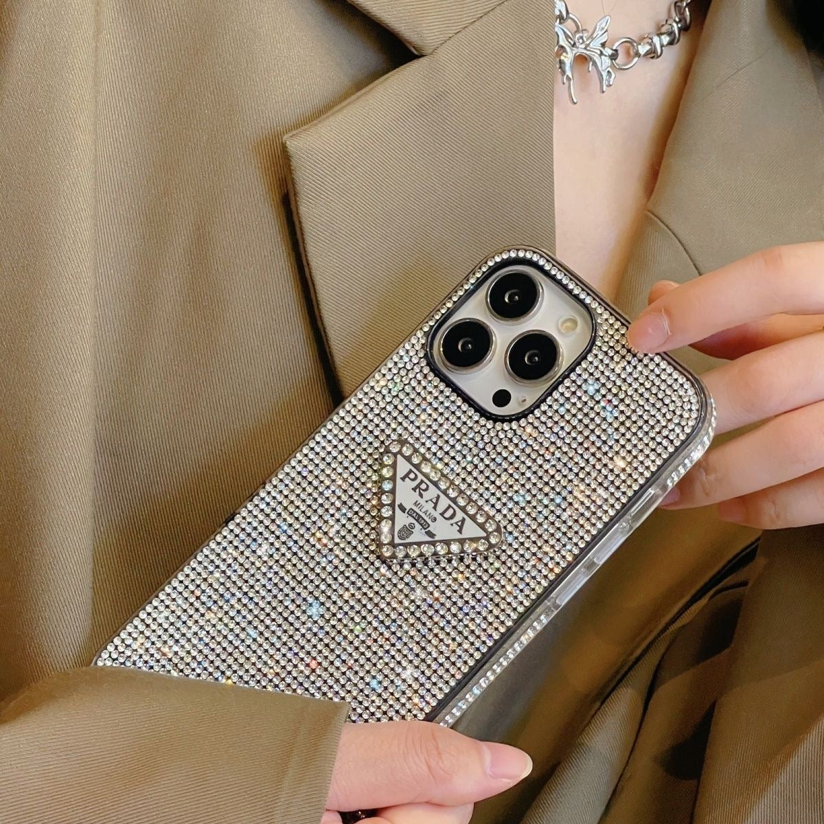 Custodia per iPhone con motivo a diamante