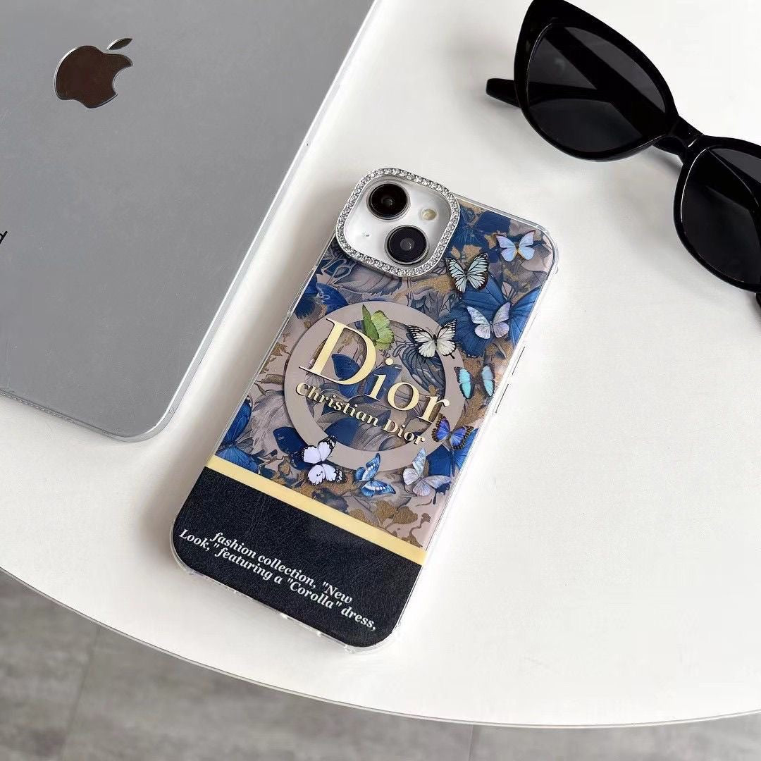 Custodia per telefono con design MagSafe blu per iPhone