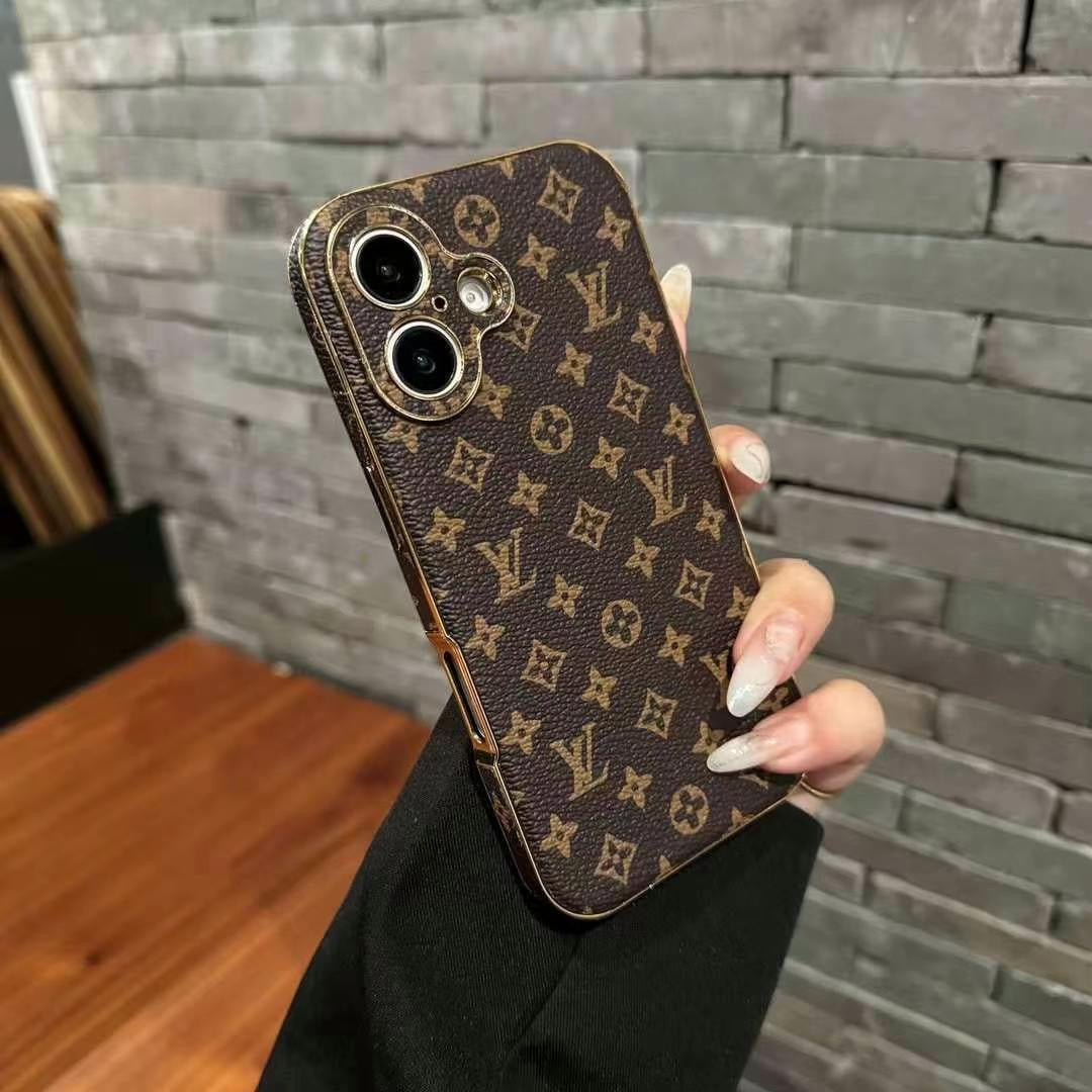 Custodia per telefono marrone floreale per iPhone