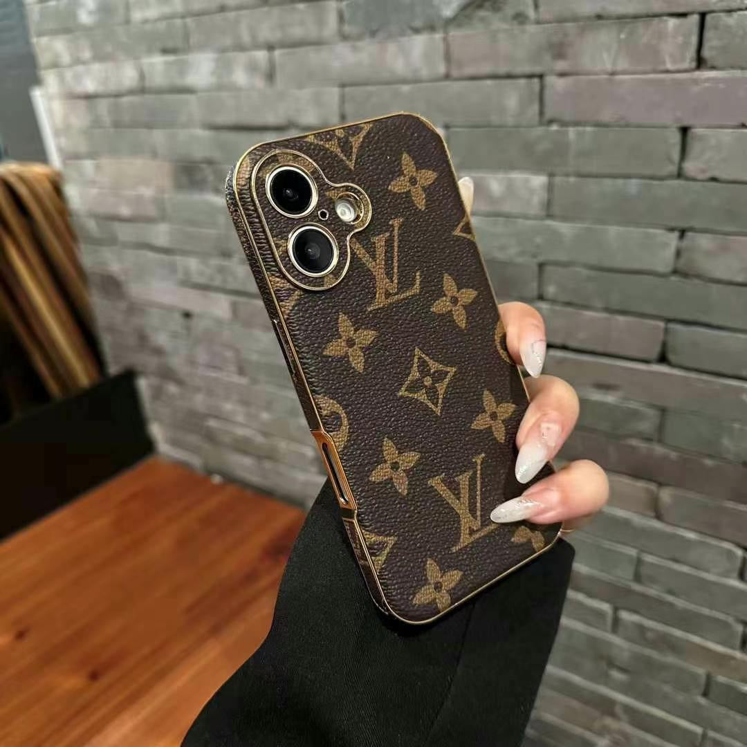 Custodia per telefono marrone floreale per iPhone