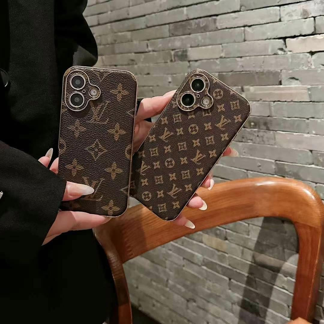 Custodia per telefono marrone floreale per iPhone