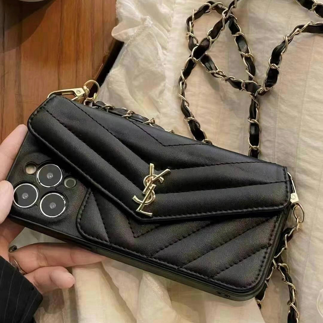 Custodia per telefono con catena alla moda per iPhone