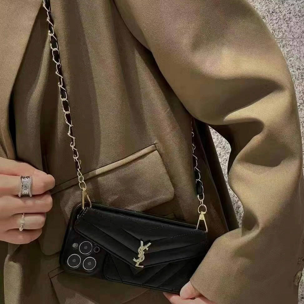 Custodia per telefono con catena alla moda per iPhone