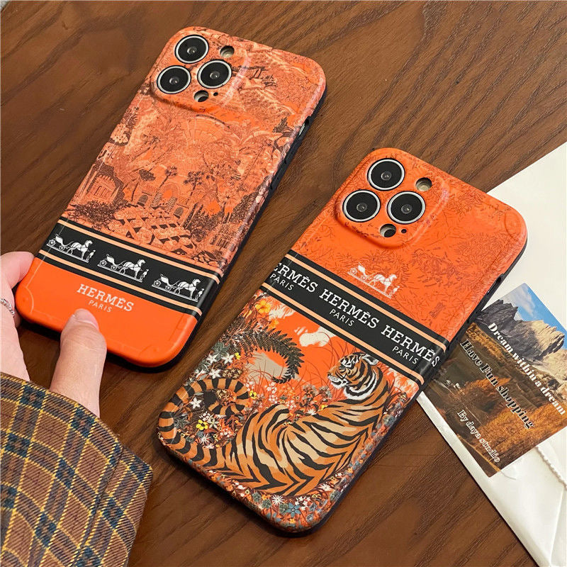 Custodia per telefono con stampa arancione per iPhone