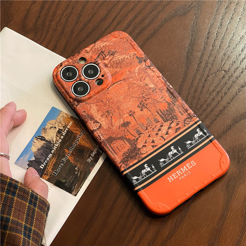 Custodia per telefono con stampa arancione per iPhone