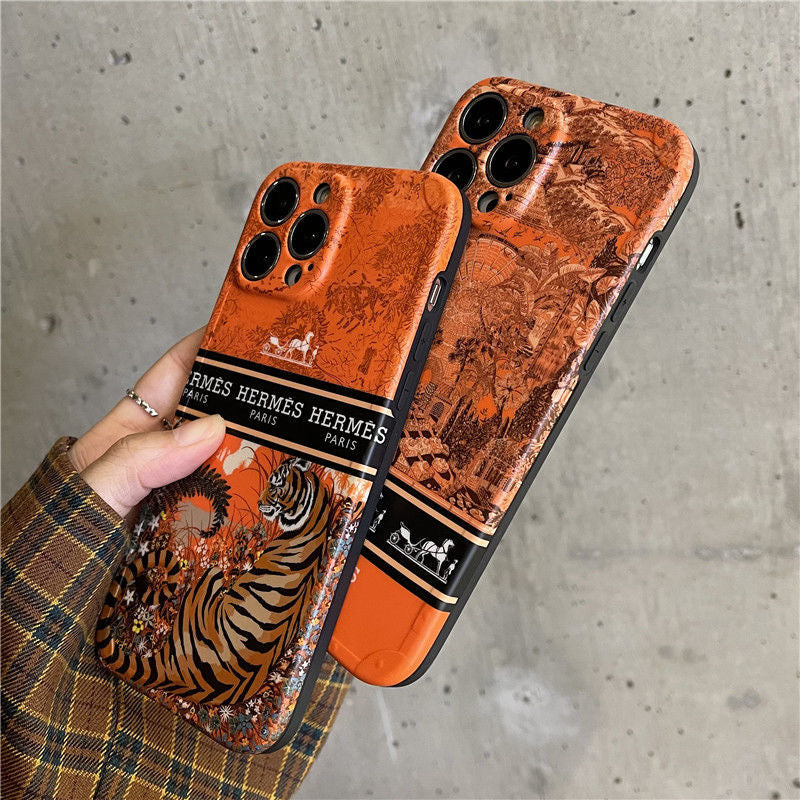 Custodia per telefono con stampa arancione per iPhone