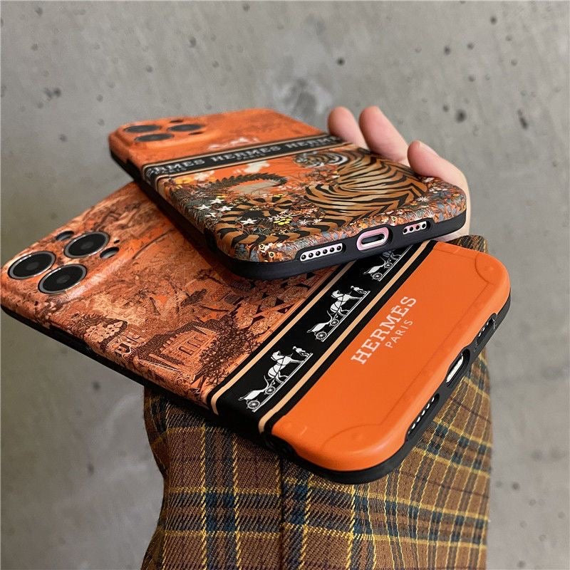 Custodia per telefono con stampa arancione per iPhone