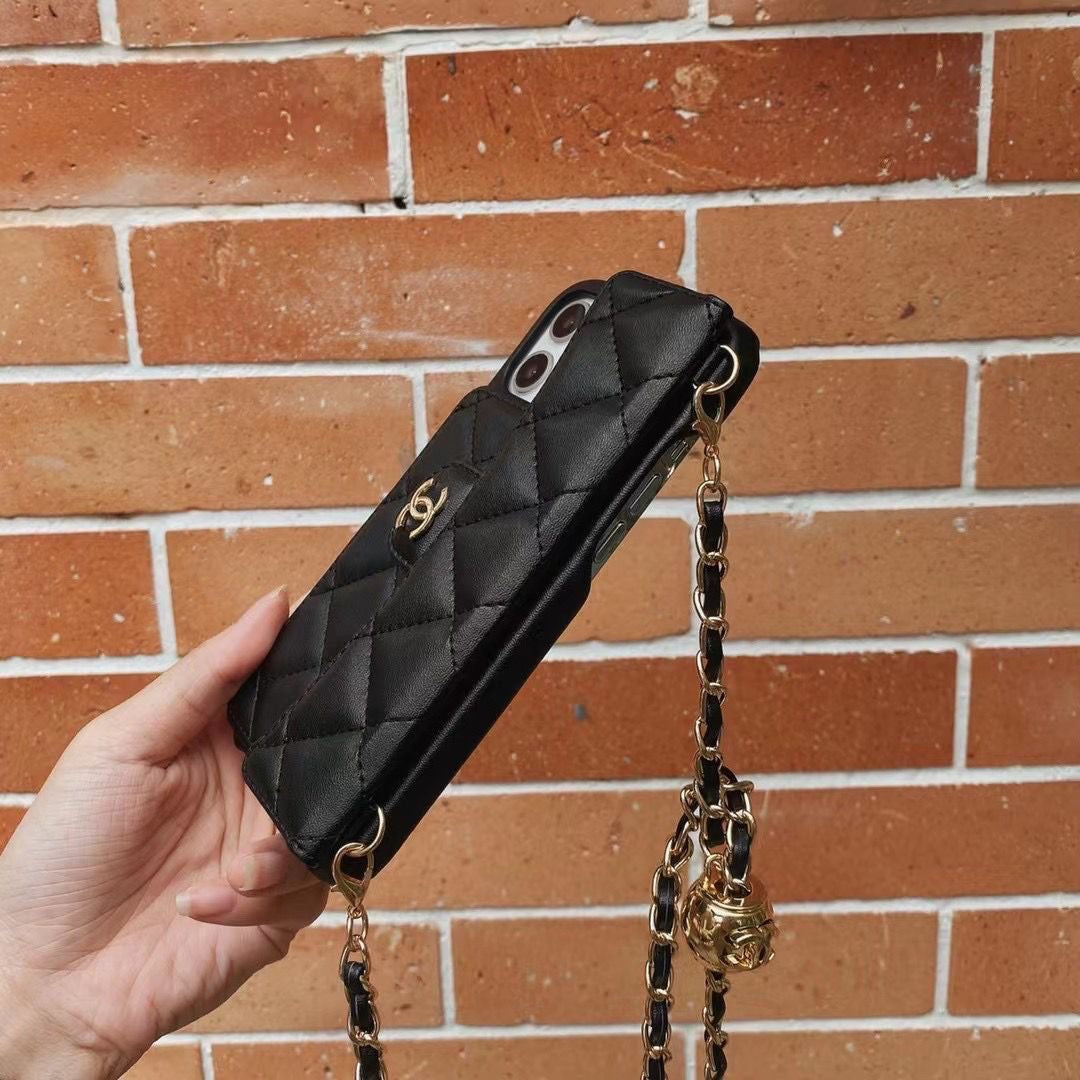 Custodia per telefono con catena di moda per iPhone