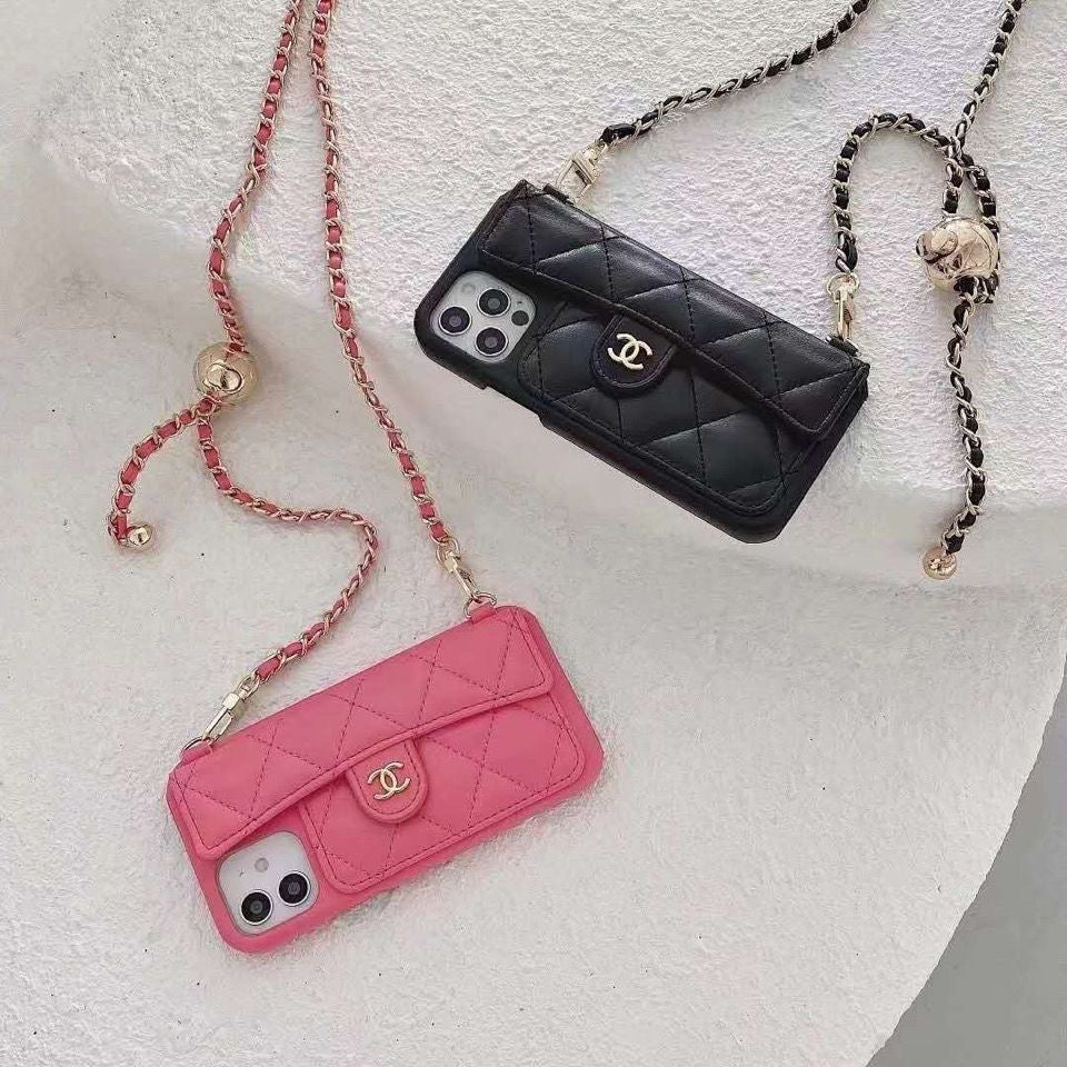 Custodia per telefono con catena di moda per iPhone