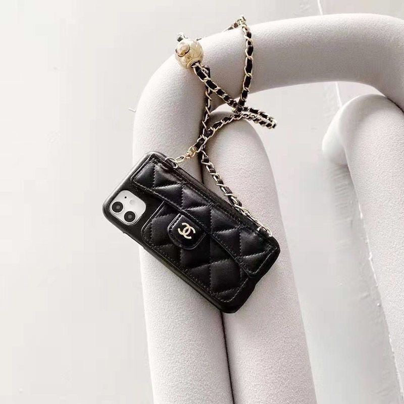 Custodia per telefono con catena di moda per iPhone