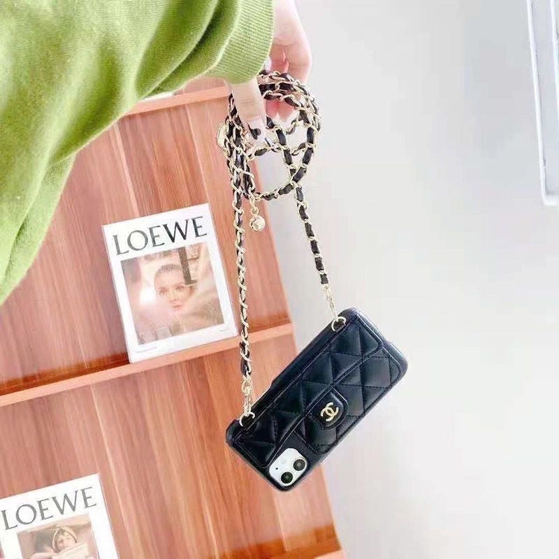 Custodia per telefono con catena di moda per iPhone