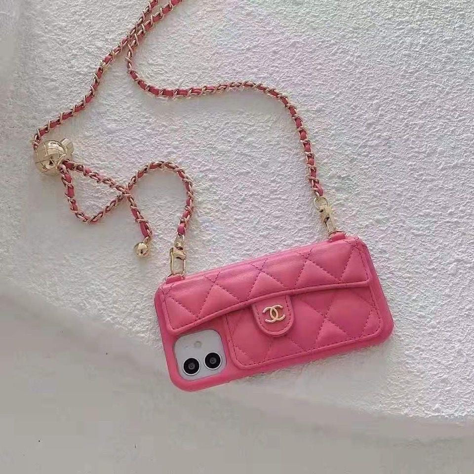 Custodia per telefono con catena di moda per iPhone